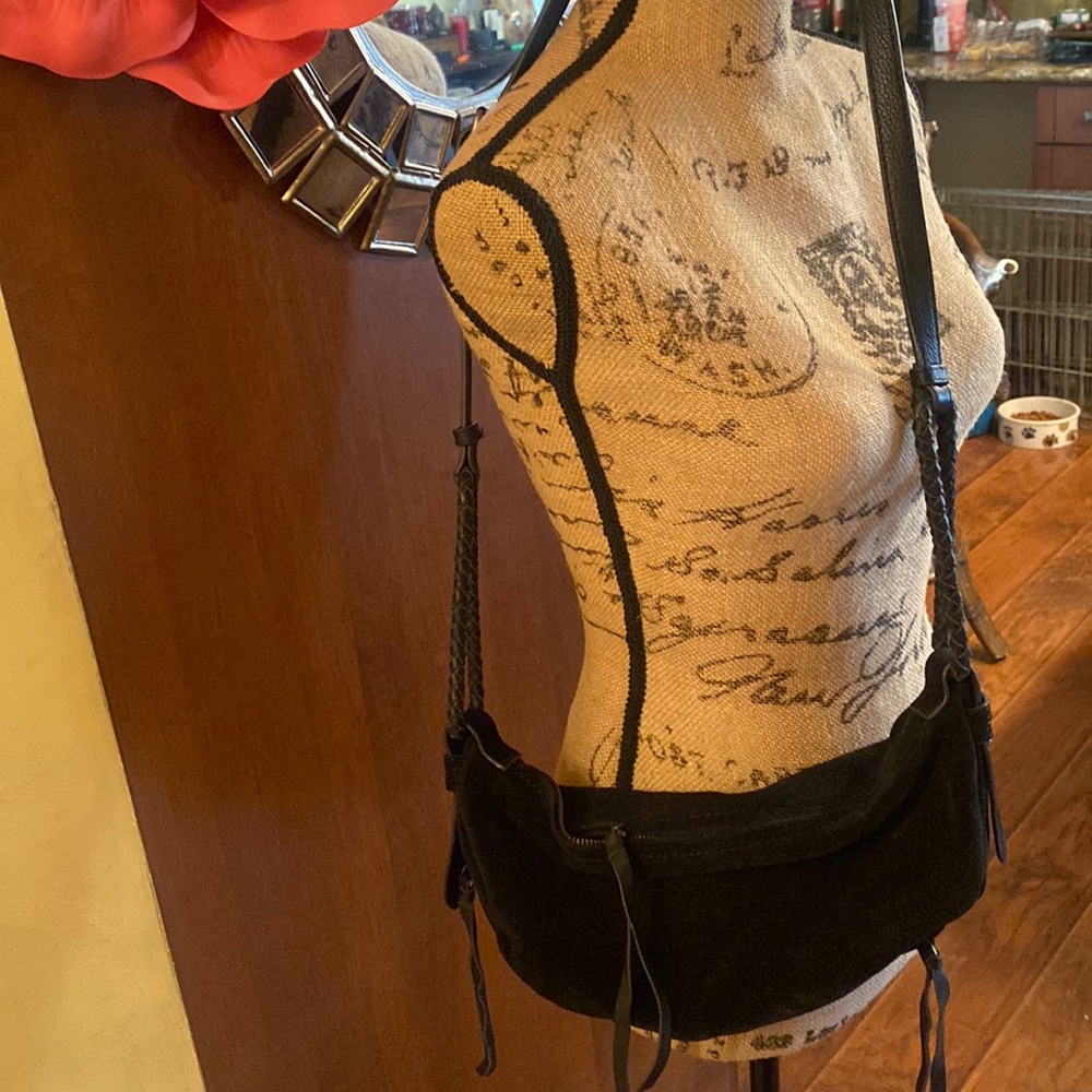 Free people black suede over the shoulder bag